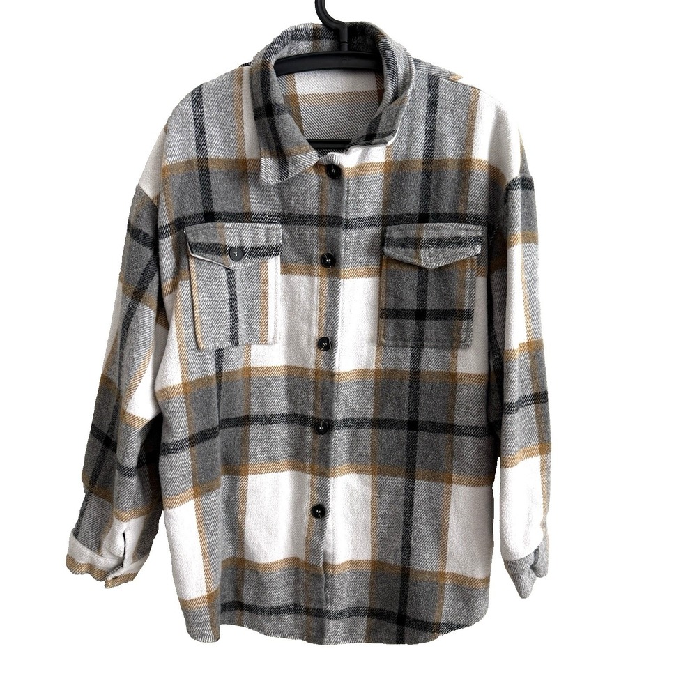 Womens Plaid Flannel Shirt Jacket XL Casual Layers Outdoors Camping Hiking
